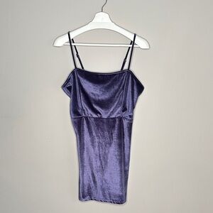 NWT Twik Elegant Purple Crushed Velvet Lace Back Mini Dress